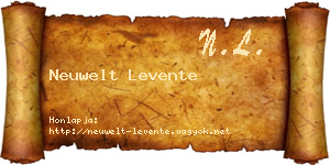 Neuwelt Levente névjegykártya